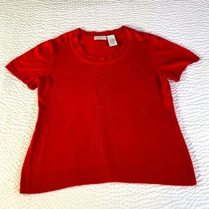 Super Soft Red Crew Neck Short Sleeve Sweater